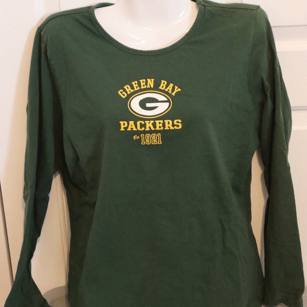 Green Bay Packers Long Sleeve Tee NFL Team Apparel Womens Cotton